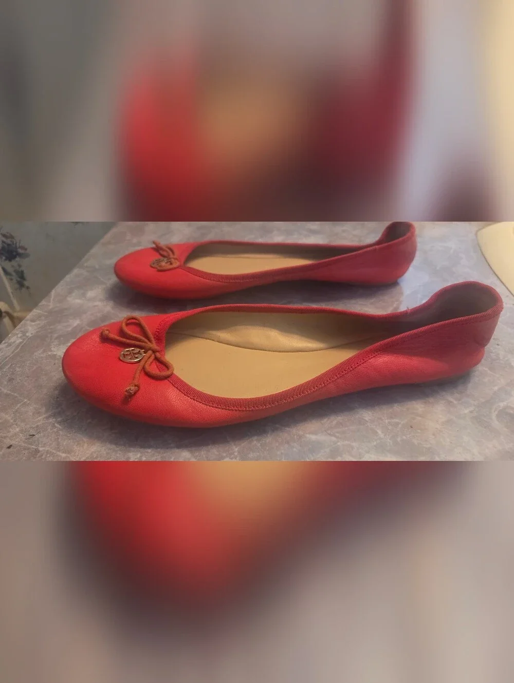 Tory Burch Red Leather Ballet Flats